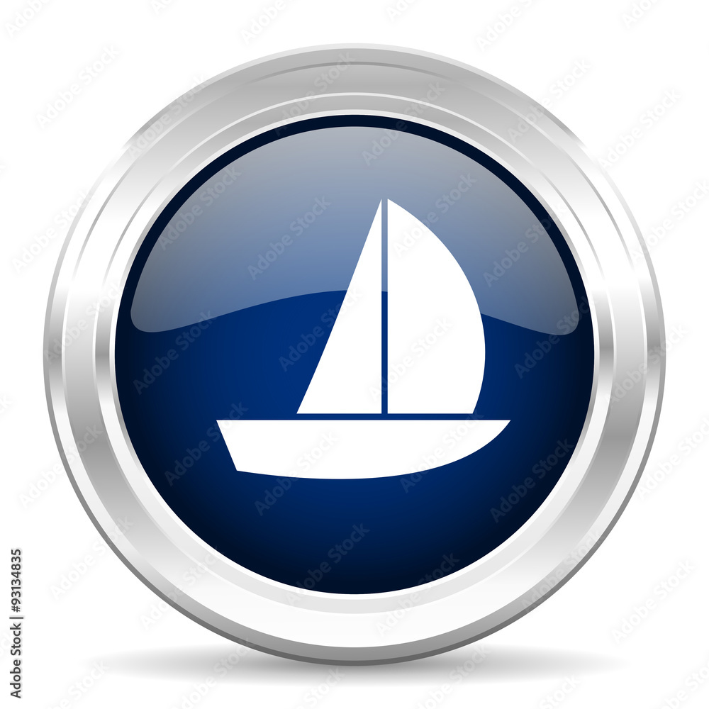 yacht cirle glossy dark blue web icon on white background yacht cirle glossy dark blue web icon on white background