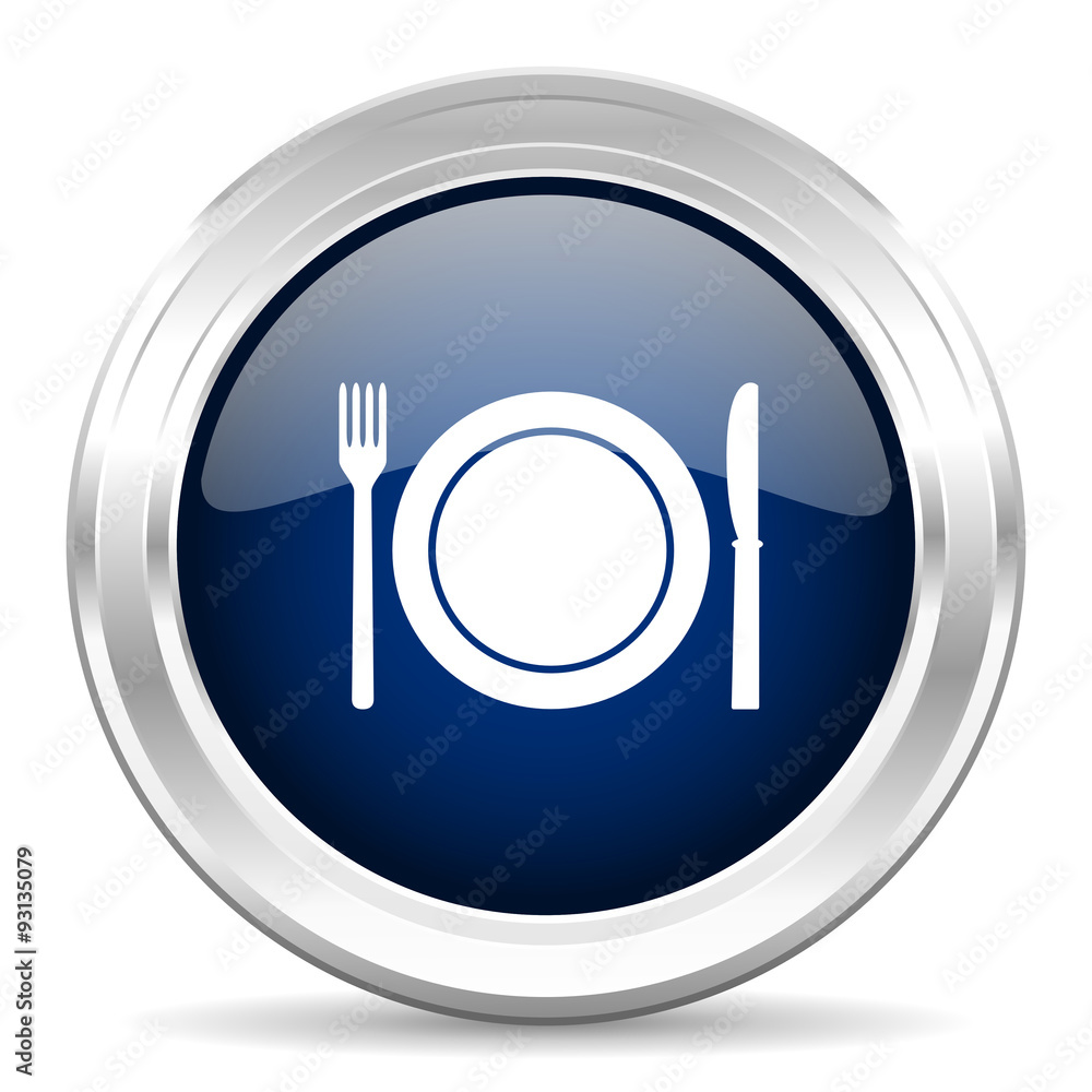 restaurant cirle glossy dark blue web icon on white background restaurant cirle glossy dark blue web icon on white background