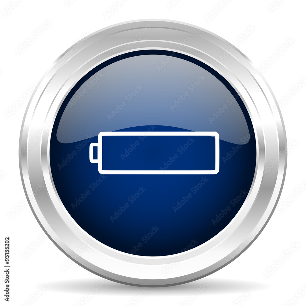 battery cirle glossy dark blue web icon on white background battery cirle glossy dark blue web icon on white background