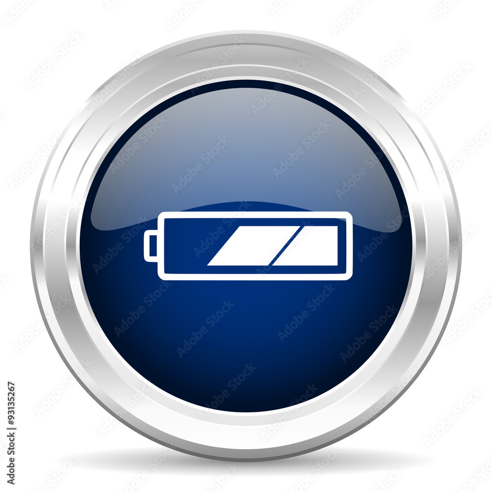 battery cirle glossy dark blue web icon on white background battery cirle glossy dark blue web icon on white background