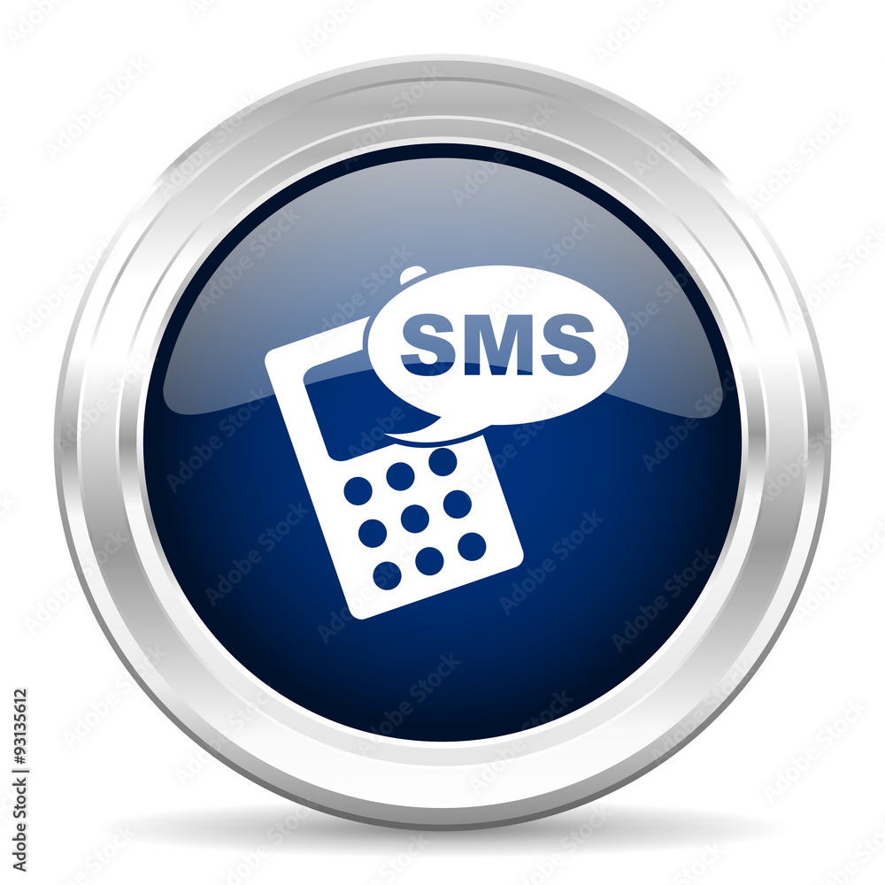 sms cirle glossy dark blue web icon on white background sms cirle glossy dark blue web icon on white background