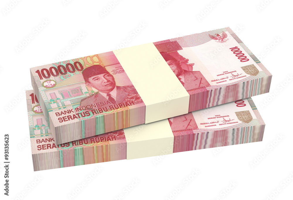 Indonesian rupiah money isolated on white background. Computer ...