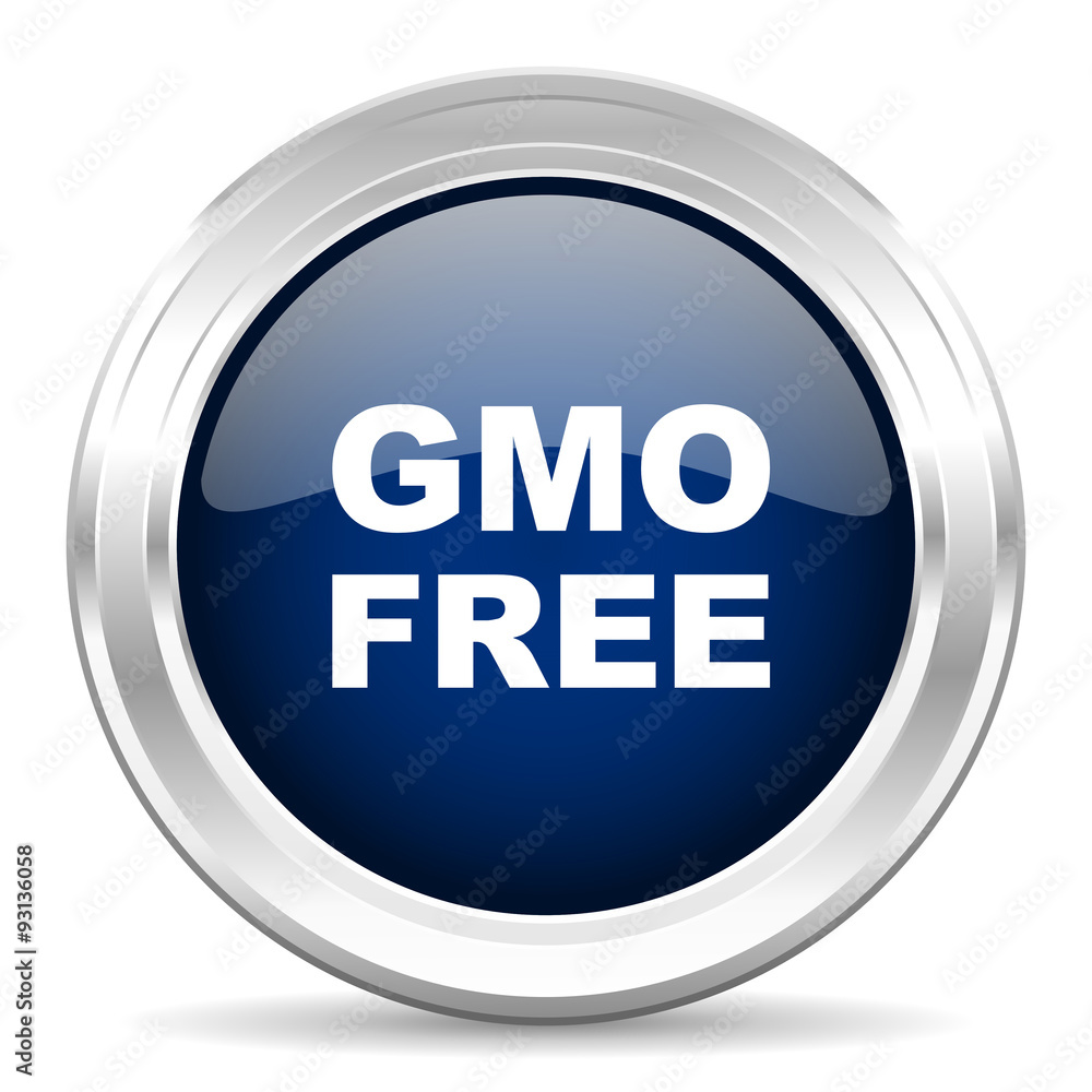gmo free cirle glossy dark blue web icon on white background gmo free cirle glossy dark blue web icon on white background