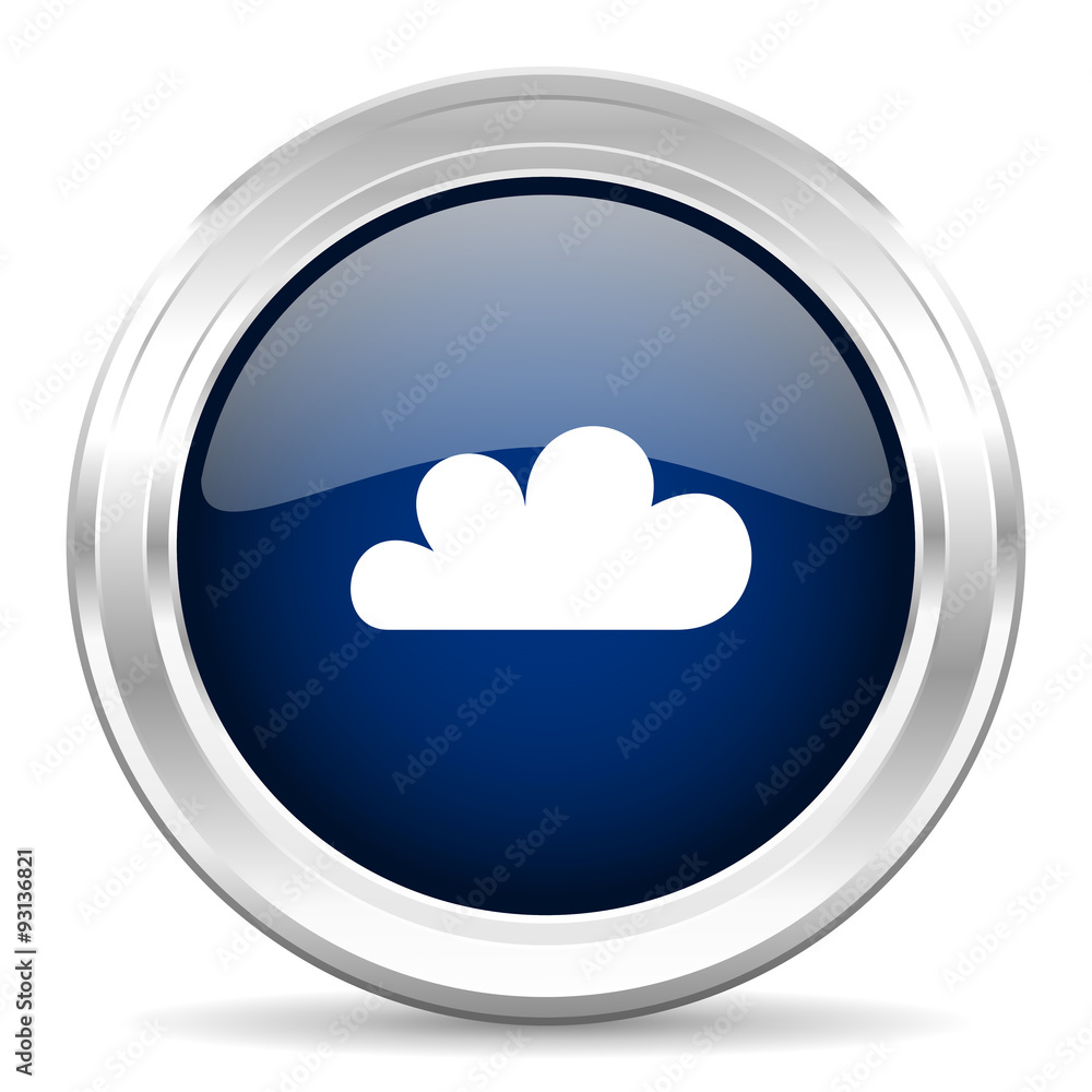 cloud cirle glossy dark blue web icon on white background cloud cirle glossy dark blue web icon on white background