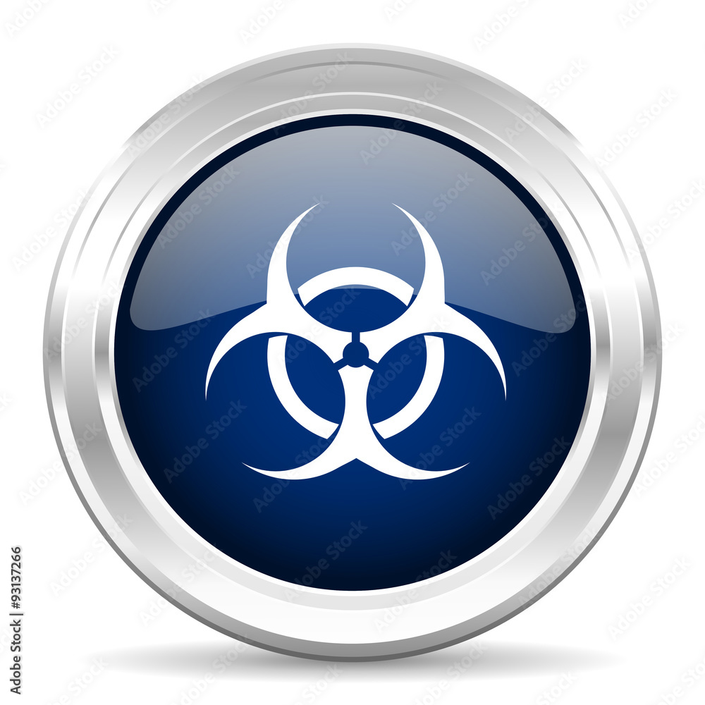 biohazard cirle glossy dark blue web icon on white background biohazard cirle glossy dark blue web icon on white background