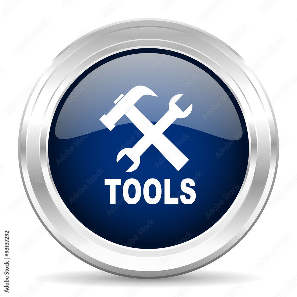 tools cirle glossy dark blue web icon on white background tools cirle glossy dark blue web icon on white background