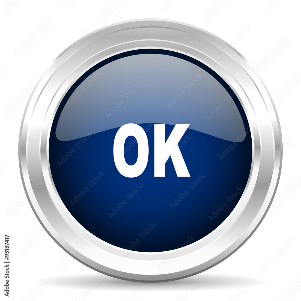 ok cirle glossy dark blue web icon on white background ok cirle glossy dark blue web icon on white background