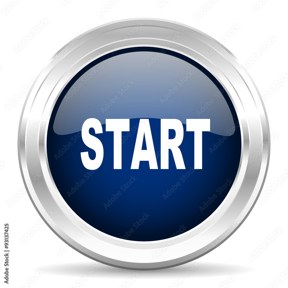 start cirle glossy dark blue web icon on white background start cirle glossy dark blue web icon on white background