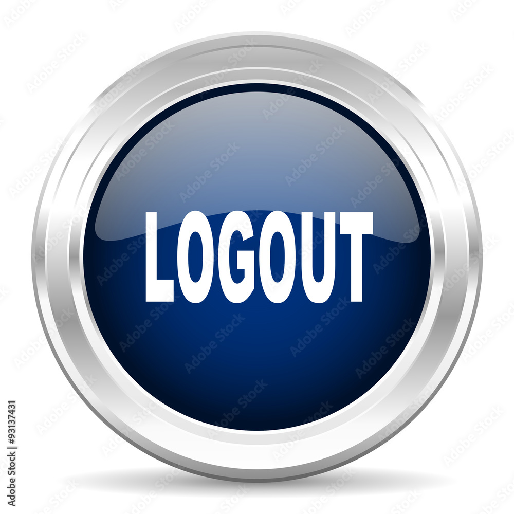 logout cirle glossy dark blue web icon on white background logout cirle glossy dark blue web icon on white background