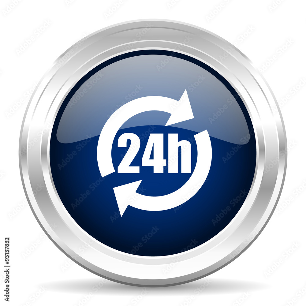 24h cirle glossy dark blue web icon on white background 24h cirle glossy dark blue web icon on white background