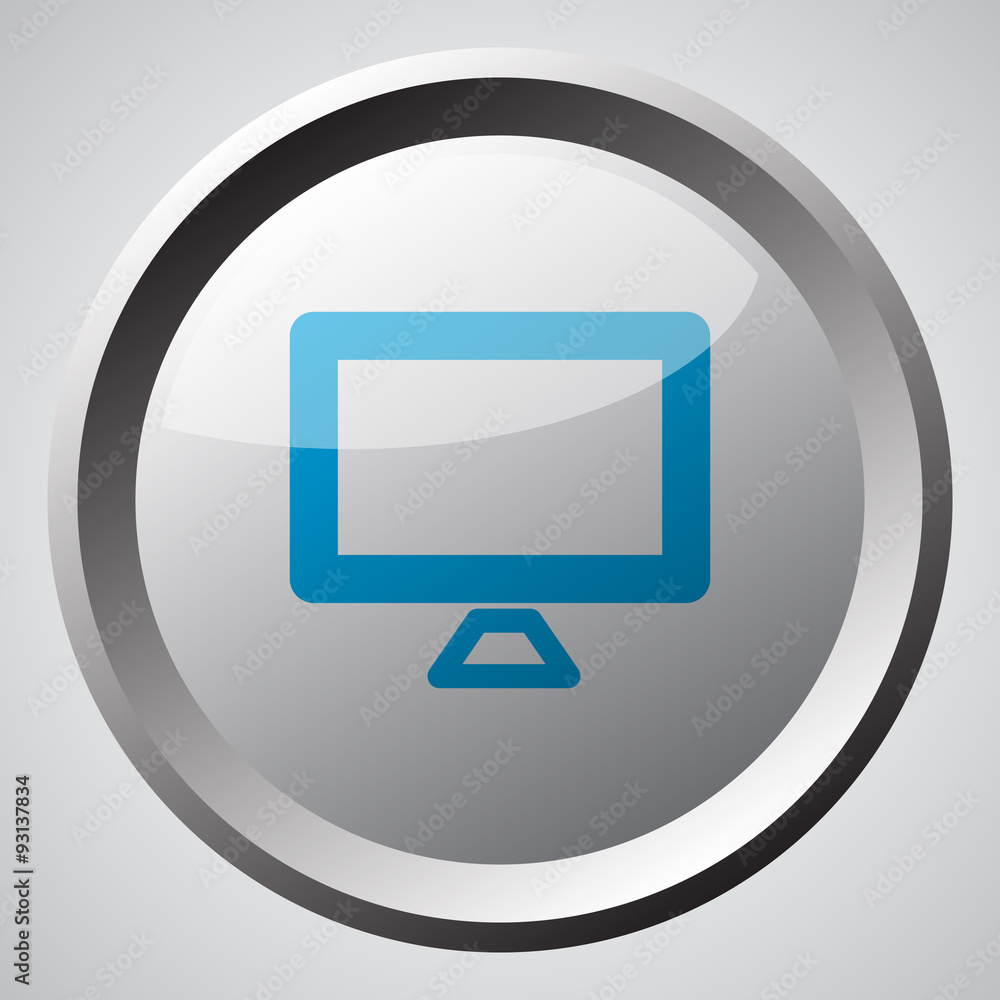 Web button with blue Computer Screen icon Web button with blue Computer Screen icon