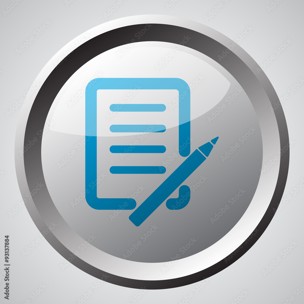 Web button with blue Pen And Paper icon Web button with blue Pen And Paper icon