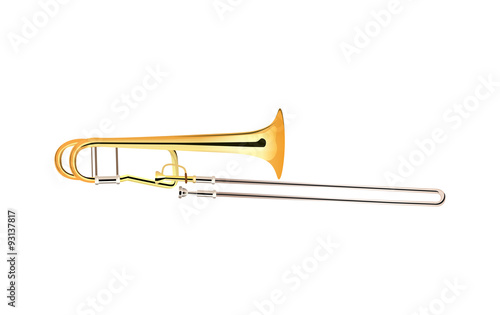 Trombone - Brass Musical Instrument  Vector Illustration isolated on white