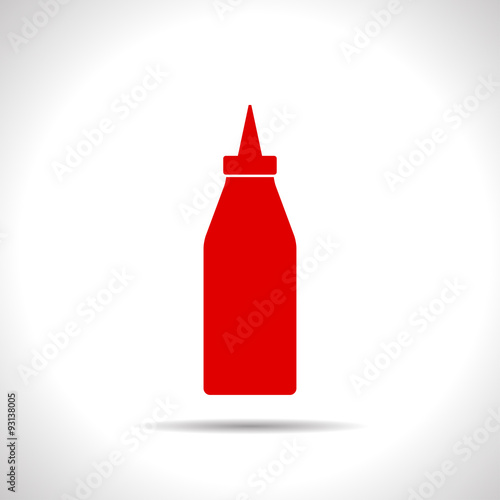 Vector flat bottle with ketchup 