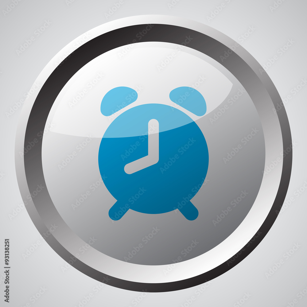 Web button with blue Alarm Clock icon Web button with blue Alarm Clock icon