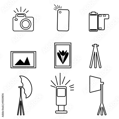 Photographic Equipment Flat Icon Set