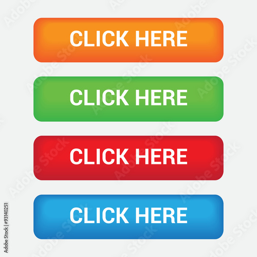 Click Here Buttons. 4 icons set. Vector
