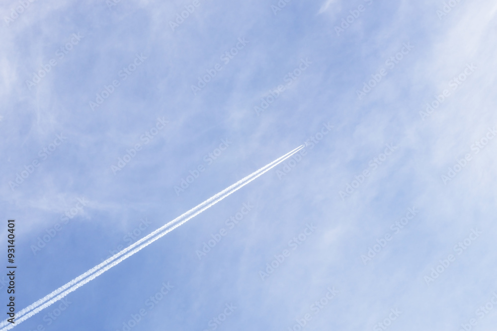 Plane flying high in the sky above earth. Plane flying high in the sky above earth.