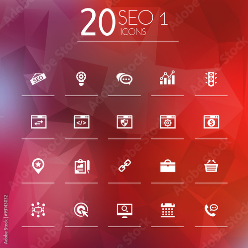 SEO 1 icons on bright blurred background