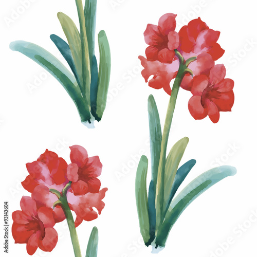 Fruits and flowers, watercolor seamless  pattern.