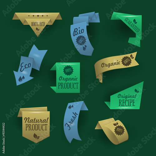 Collection of sale discount origami styled website ribbons