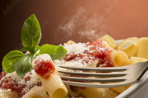 Obraz na plátně dish with macaroni and tomato sauce