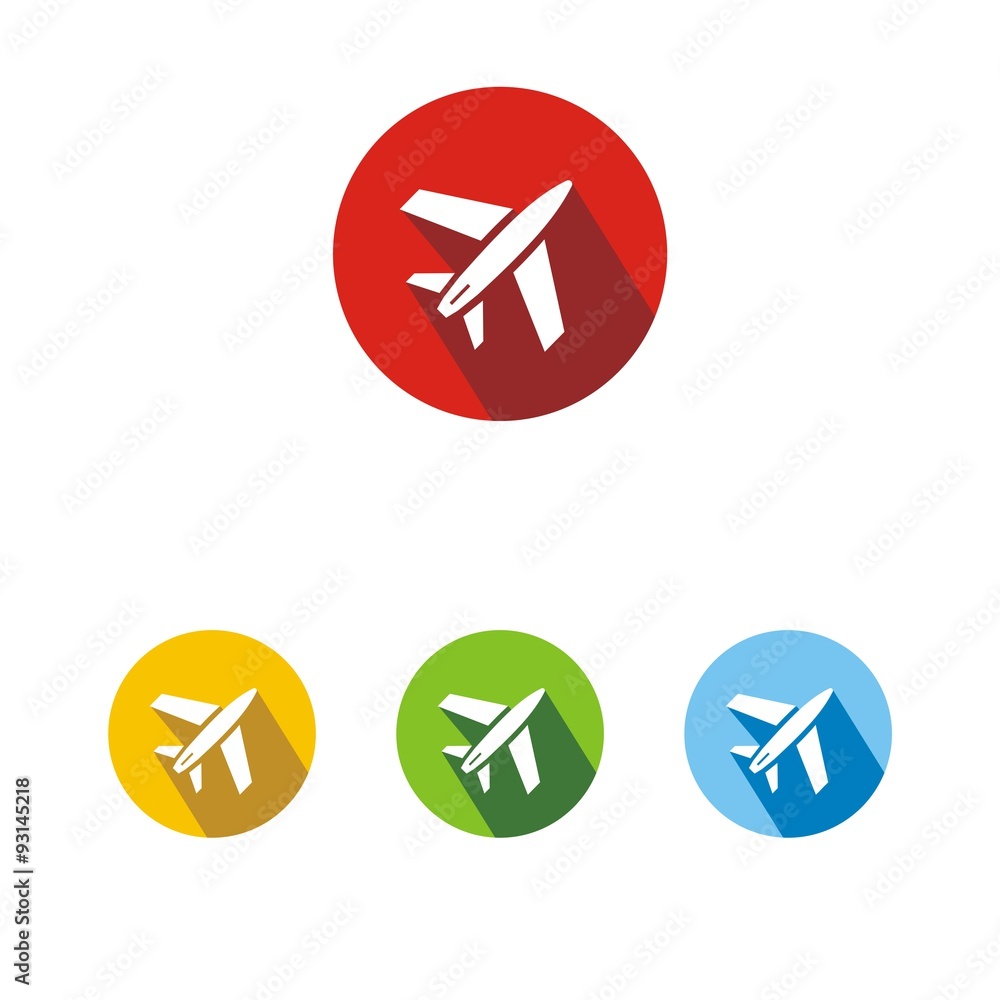 Icono avión colores botón sombra Icono avión colores botón sombra