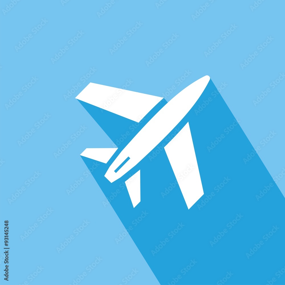 Icono avión azul sombra