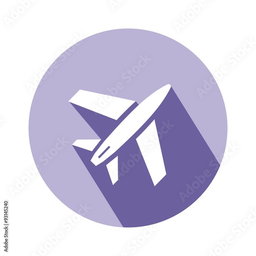 Icono avión morado botón sombra