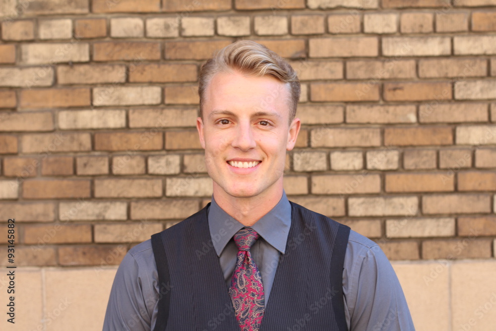 Portrait of a blonde young man outside Portrait of a blonde young man outside