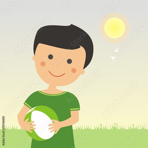 Niño jugando al balón un día de primavera CF