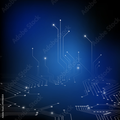 Vector : Electronic circuit on abstract blue background
