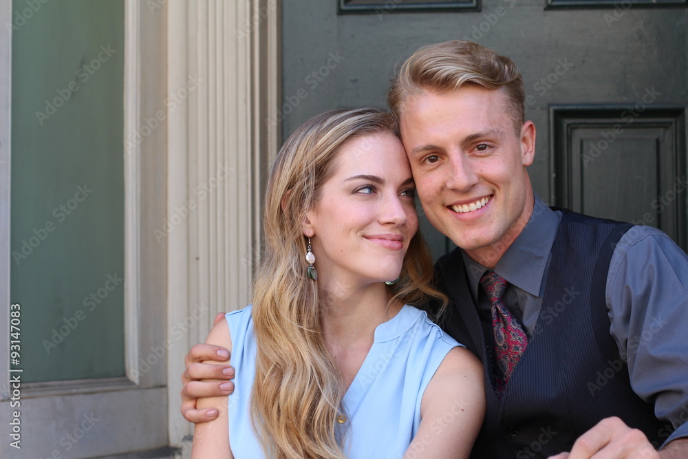 Portrait of smiling young couple at home Portrait of smiling young couple at home