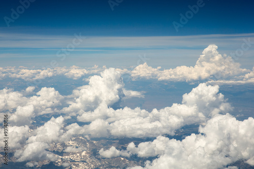 Blue Sky and White Clouds Viewed from the Air