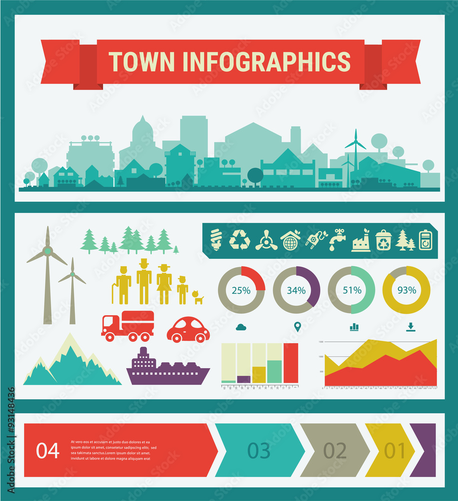 Naklejka premium Vector infographics. Town and village