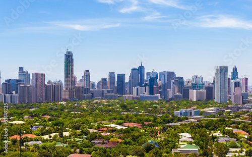 Aerial view on Makati city - Modern financial and business district of Metro Manila, Philippines.