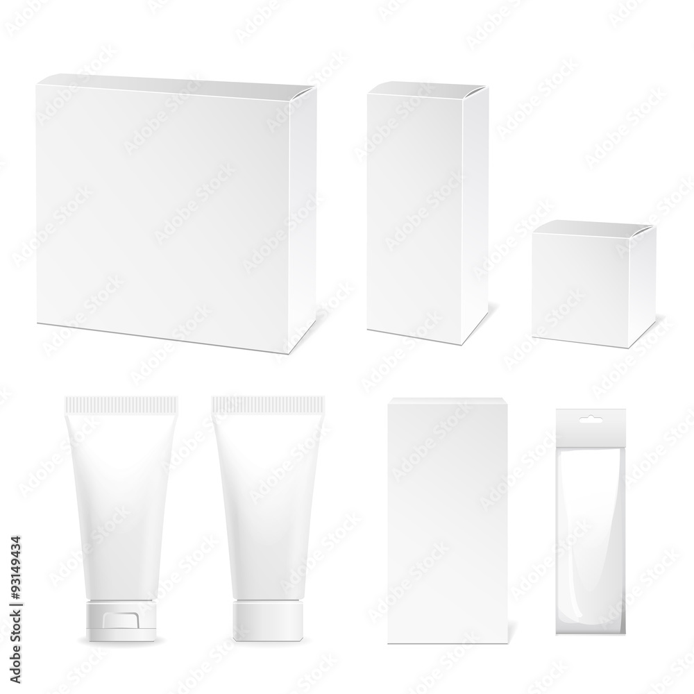 Collection of tubes and packing boxes Collection of tubes and packing boxes
