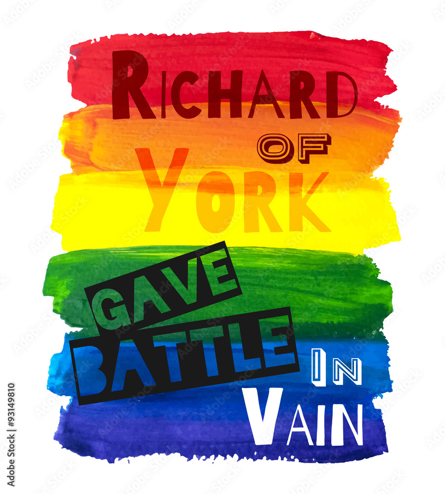 Mnemonic phrase on rainbow gouache background for little kids and