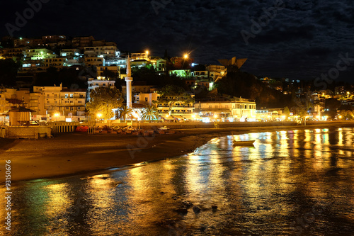 Ulcin; Montenegro, September, 27, 2015: Night landscape with the image of Ulcin; Montenegro