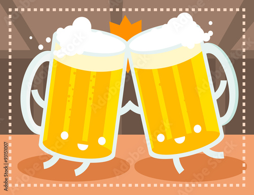 dos cervezas brindando en el aire