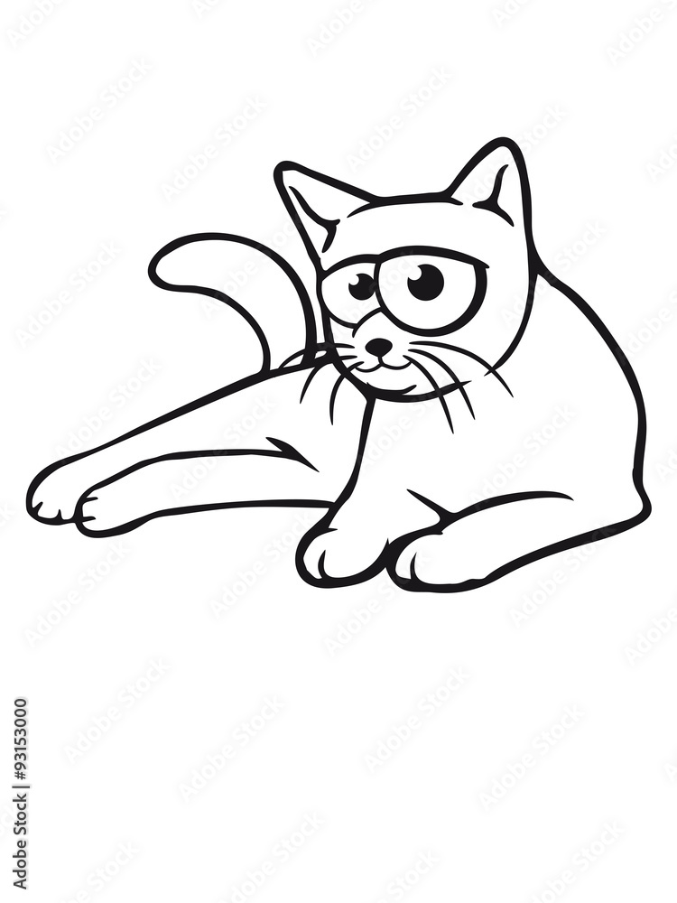 Obraz premium funny comic cartoon cat lying
