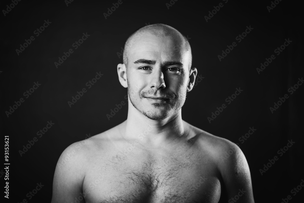 Fototapeta premium portrait bald man with a naked torso