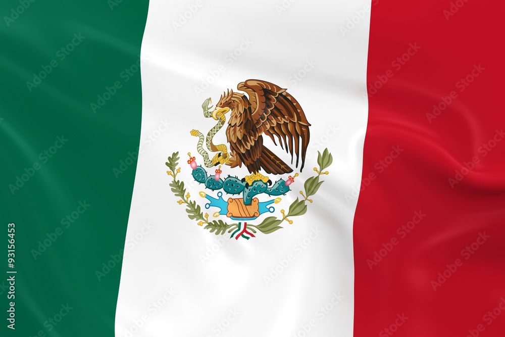 Fototapeta premium Waving Flag of Mexico - 3D Render of the Mexican Flag with Silky Texture