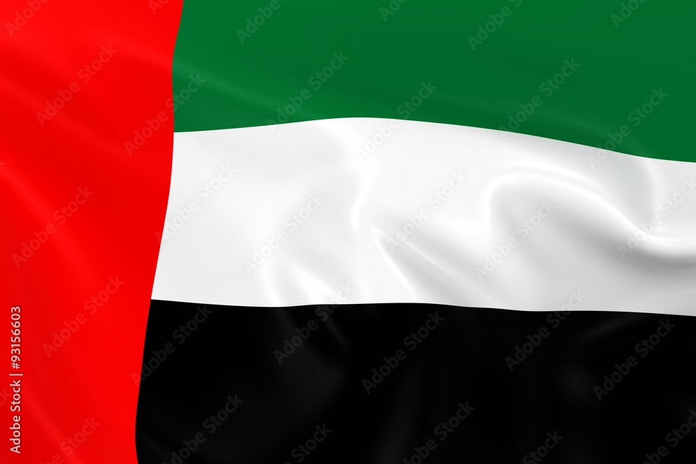 Waving Flag of the United Arab Emirates - 3D Render of the UAE Flag with Silky Texture Waving Flag of the United Arab Emirates - 3D Render of the UAE Flag with Silky Texture