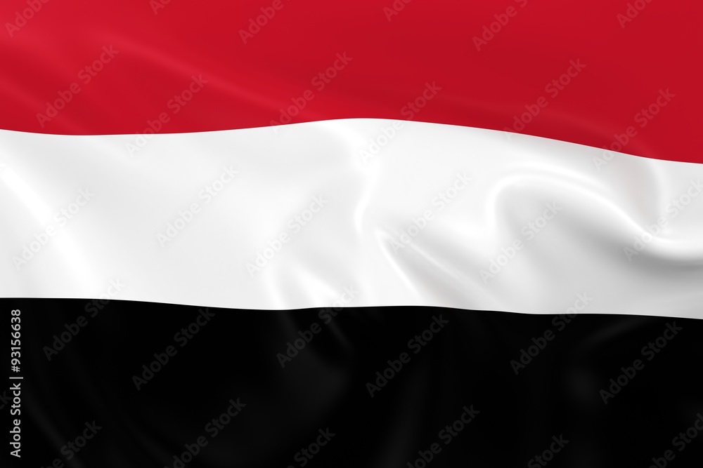 Waving Flag of Yemen - 3D Render of the Yemeni Flag with Silky Texture