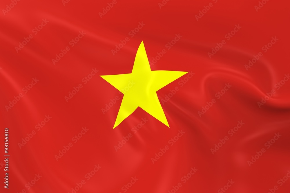 Waving Flag of Vietnam - 3D Render of the Vietnamese Flag with Silky Texture Waving Flag of Vietnam - 3D Render of the Vietnamese Flag with Silky Texture