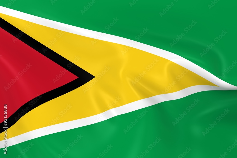 Obraz premium Waving Flag of Guyana - 3D Render of the Guyanese Flag with Silky Texture