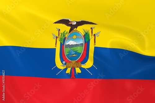 Waving Flag of Ecuador - 3D Render of the Ecuadorian Flag with Silky Texture