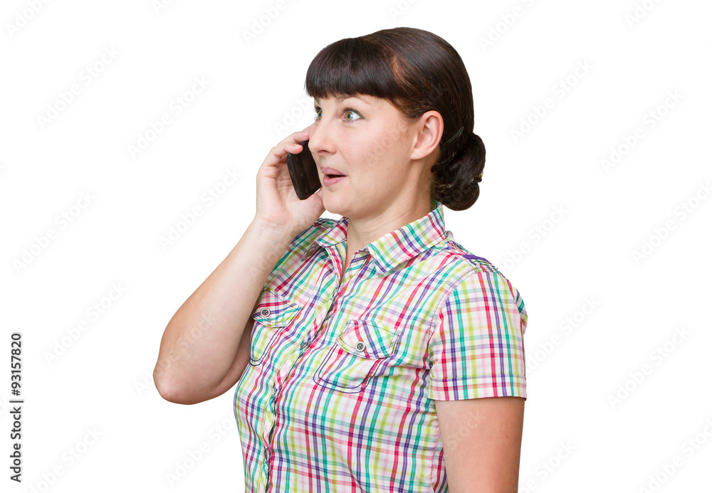 Girl brunette talking on a cellular phone