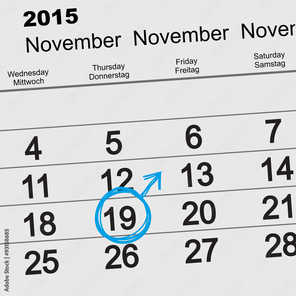 19 November 2015 International Mens Day. Calendar reminder 19 November 2015 International Mens Day. Calendar reminder